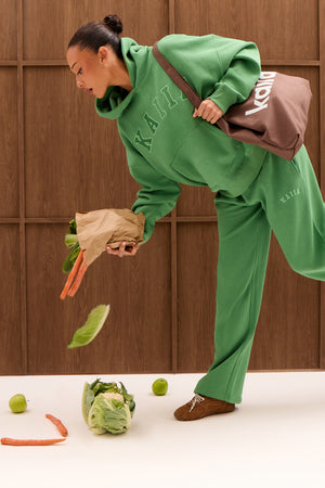 Kaiia Slogan Oversized Hoodie Spring Green