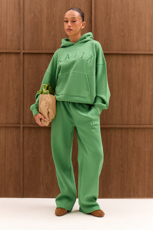 Kaiia Slogan Oversized Hoodie Spring Green