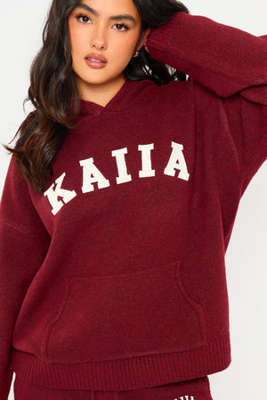 Kaiia Knit Oversized Hoodie Burgundy