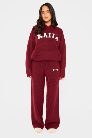 Kaiia Knit Oversized Hoodie Burgundy