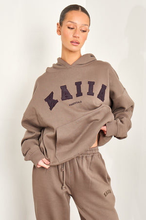 Kaiia Essentials Slogan Oversized Hoodie Biscuit