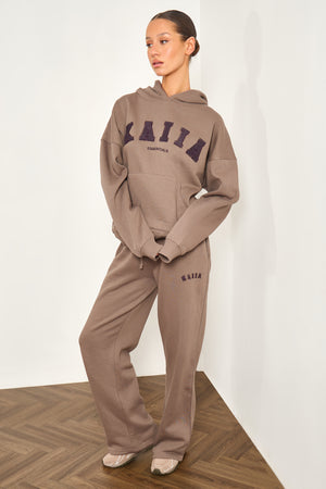 Kaiia Essentials Slogan Oversized Hoodie Biscuit
