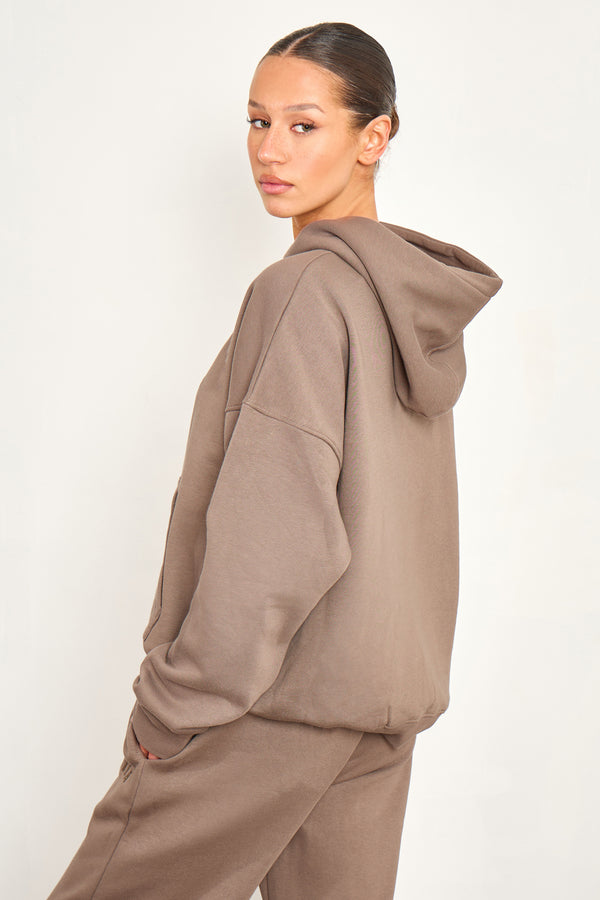 Kaiia Essentials Slogan Oversized Hoodie Biscuit