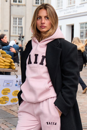 Kaiia Essentials Slogan Oversized Hoodie Pink Chai & Bitter Chocolate