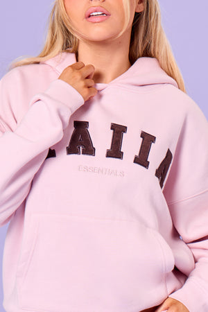 Kaiia Essentials Slogan Oversized Hoodie Pink Chai & Bitter Chocolate