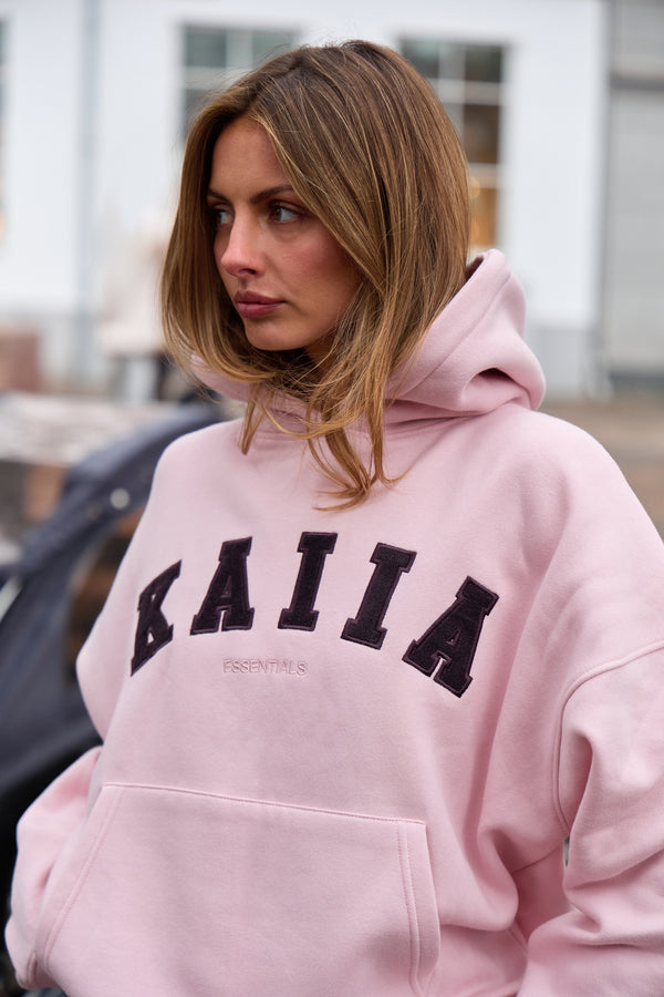 Kaiia Essentials Slogan Oversized Hoodie Pink Chai & Bitter Chocolate