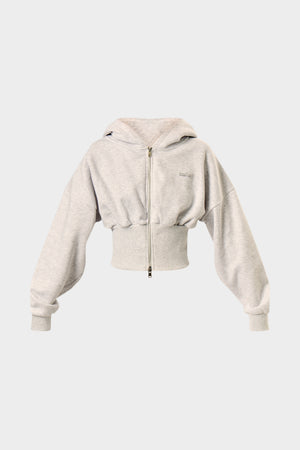 Kaiia Chrome Logo Corset Zip Through Hoodie Light Grey Marl
