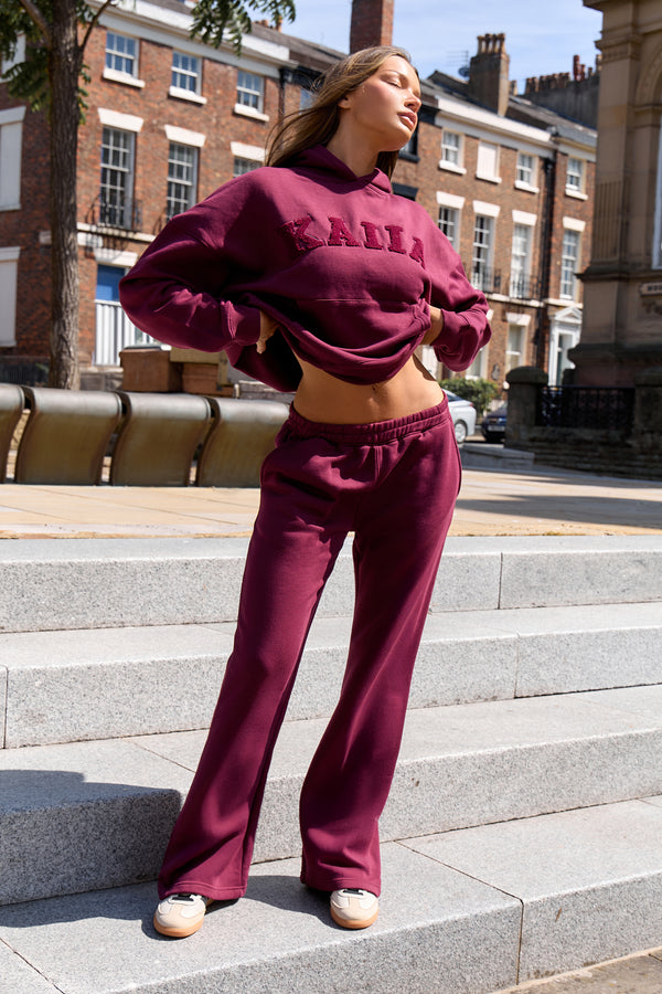 Kaiia Slogan Oversized Hoodie Deep Burgundy