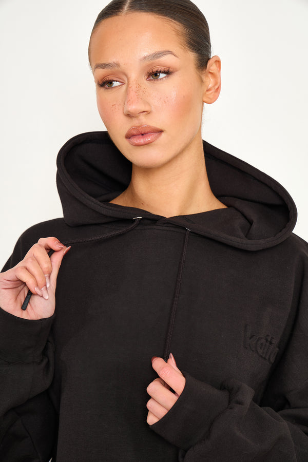 Kaiia Premium Scuba Oversized Hoodie Black