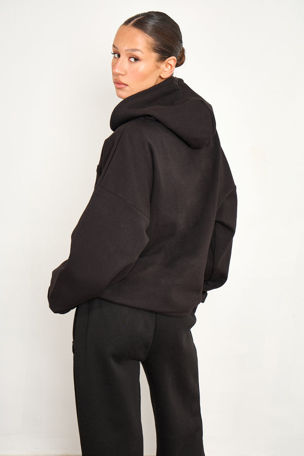 Kaiia Premium Scuba Oversized Hoodie Black