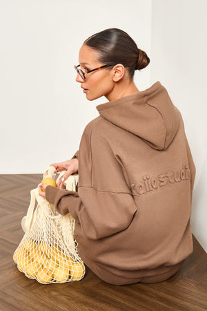 Kaiia Studio Embossed Oversized Hoodie Caramel