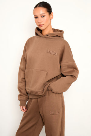 Kaiia Studio Embossed Oversized Hoodie Caramel
