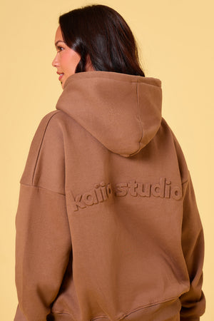 Kaiia Studio Embossed Oversized Hoodie Caramel