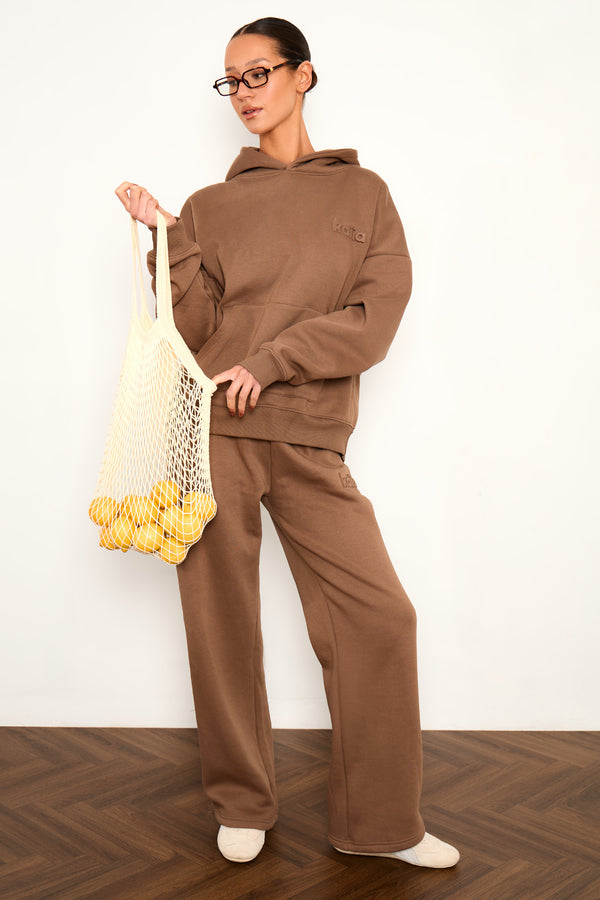 Kaiia Studio Embossed Oversized Hoodie Caramel