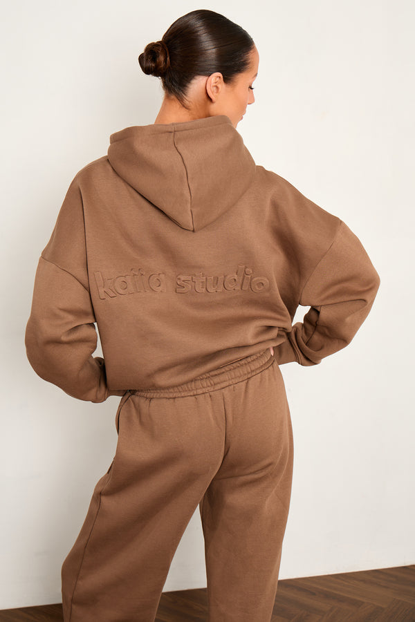 Kaiia Studio Embossed Oversized Hoodie Caramel