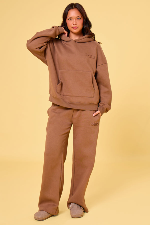 Kaiia Studio Embossed Oversized Hoodie Caramel