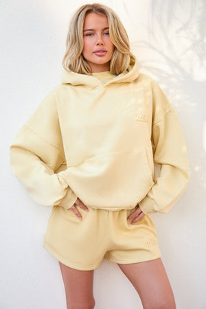 Kaiia Embossed Oversized Hoodie Washed Butter Yellow