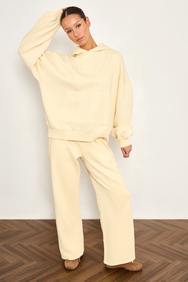 Kaiia Embossed Oversized Hoodie Washed Butter Yellow