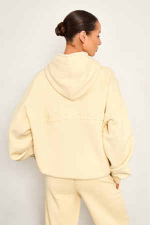Kaiia Embossed Oversized Hoodie Washed Butter Yellow