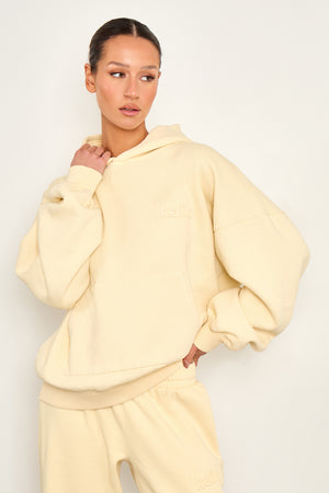 Kaiia Embossed Oversized Hoodie Washed Butter Yellow