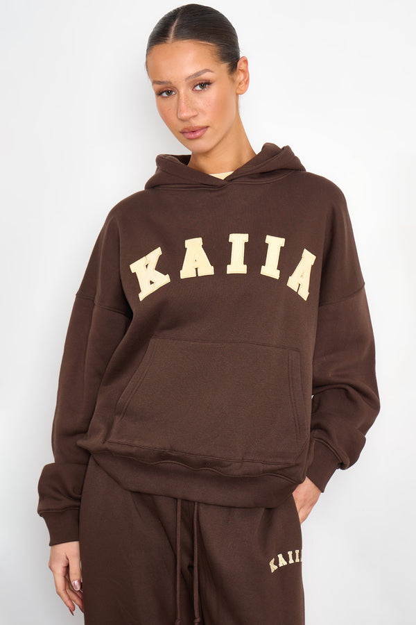 Kaiia Oversized Hoodie Bitter Chocolate & Butter Yellow