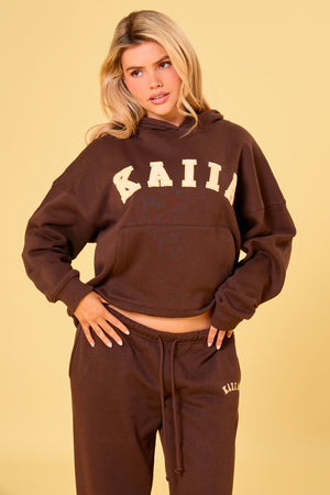 Kaiia Oversized Hoodie Bitter Chocolate & Butter Yellow