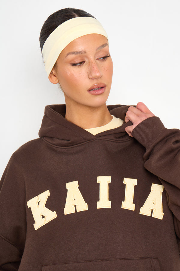 Kaiia Oversized Hoodie Bitter Chocolate & Butter Yellow