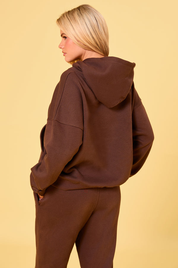 Kaiia Oversized Hoodie Bitter Chocolate & Butter Yellow