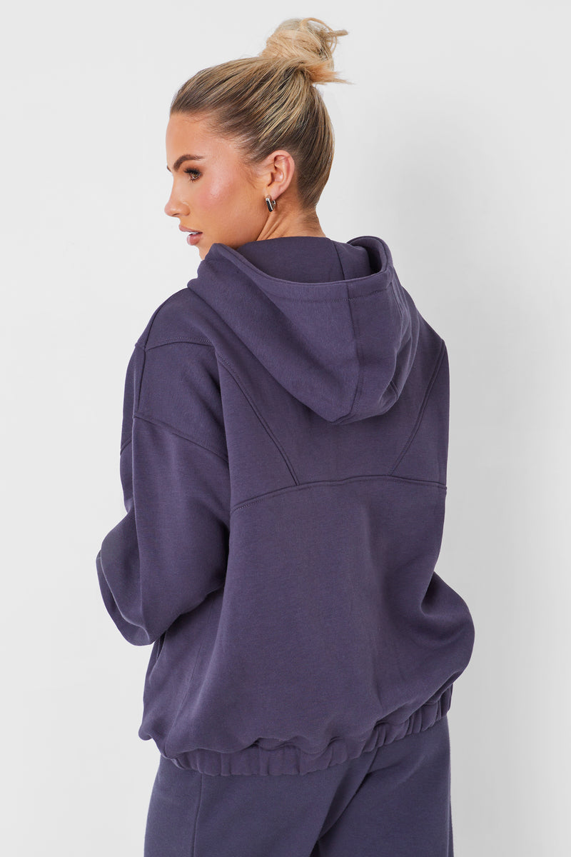 Half Zip Oversized Hoodie Dark Grey