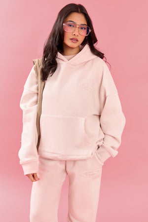 Kaiia Oval Embossed Oversized Hoodie Pink Meringue