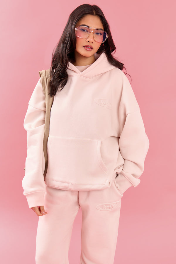 Kaiia Oval Embossed Oversized Hoodie Pink Meringue