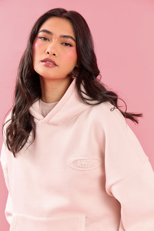 Kaiia Oval Embossed Oversized Hoodie Pink Meringue