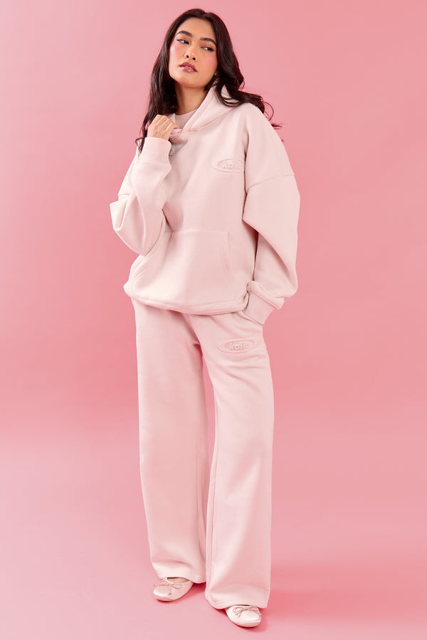 Kaiia Oval Embossed Oversized Hoodie Pink Meringue
