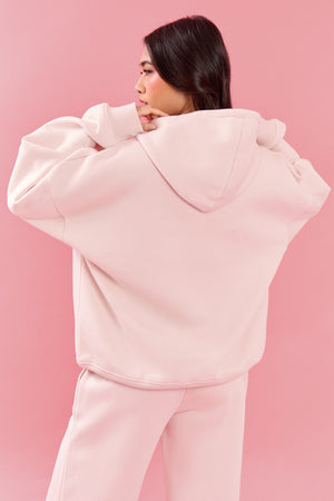 Kaiia Oval Embossed Oversized Hoodie Pink Meringue
