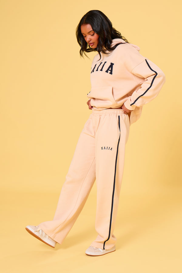 Kaiia Essentials Side Stripe Oversized Hoodie Cream & Navy