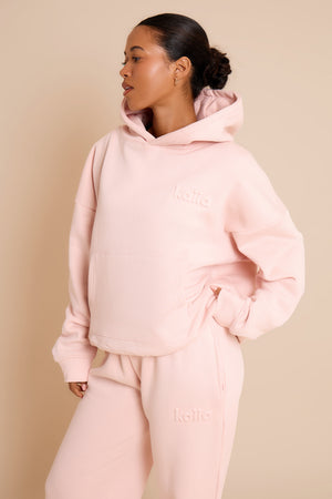 Kaiia Embossed Studio Oversized Hoodie Baby Pink