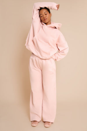 Kaiia Embossed Studio Oversized Hoodie Baby Pink