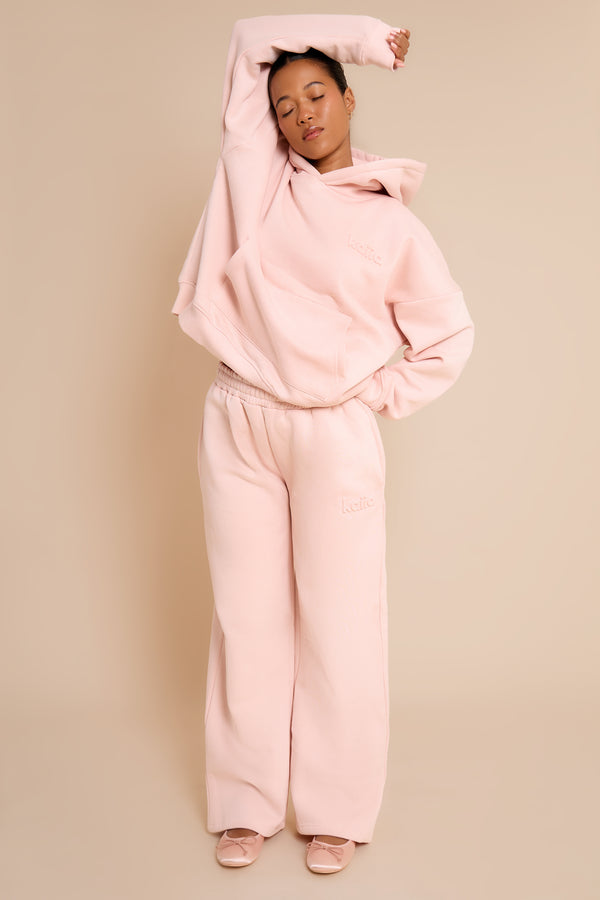 Kaiia Embossed Studio Oversized Hoodie Baby Pink