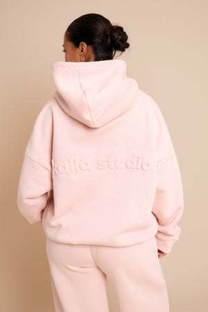 Kaiia Embossed Studio Oversized Hoodie Baby Pink