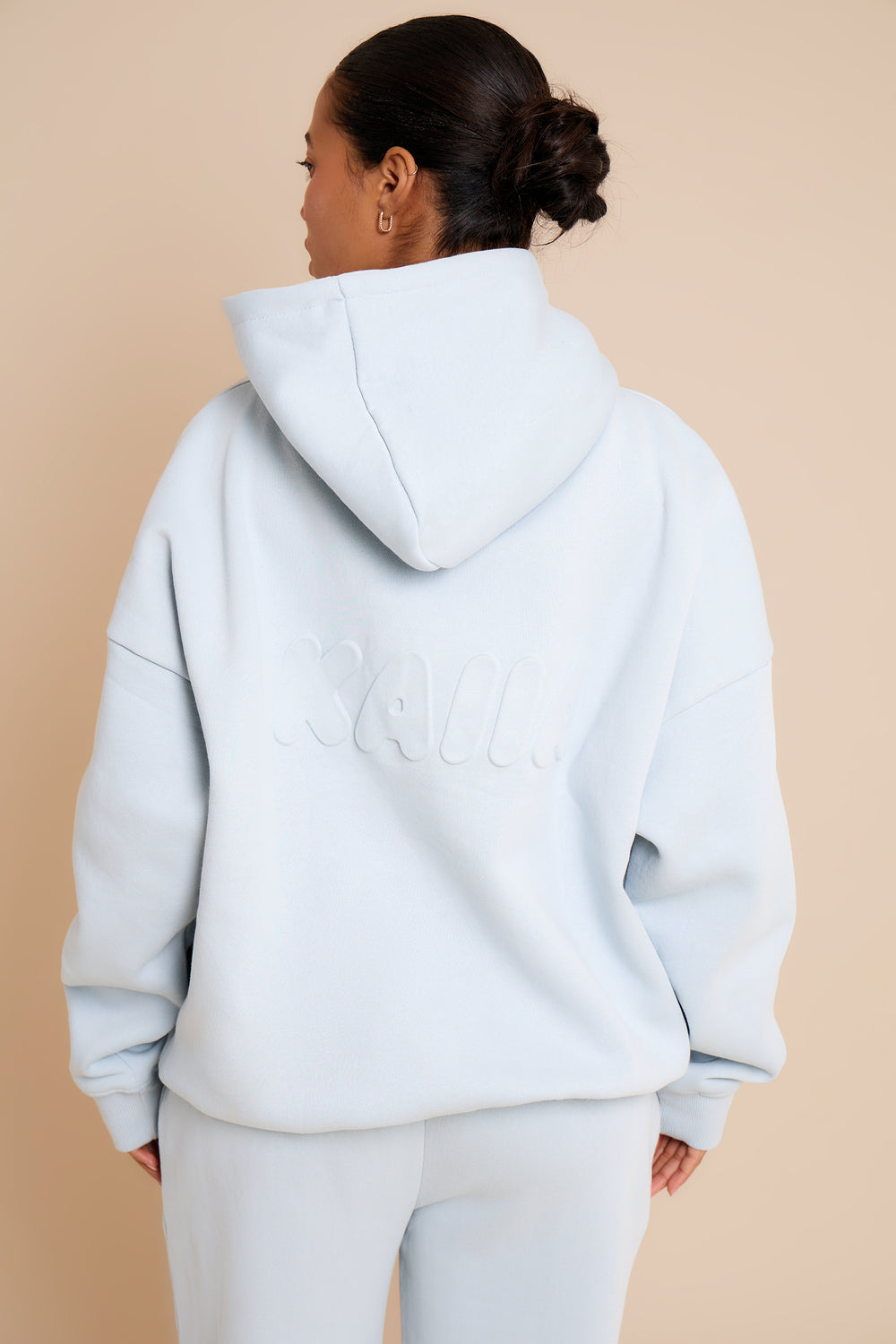 Kaiia Embossed Bubble Logo Oversized Hoodie Baby Blue