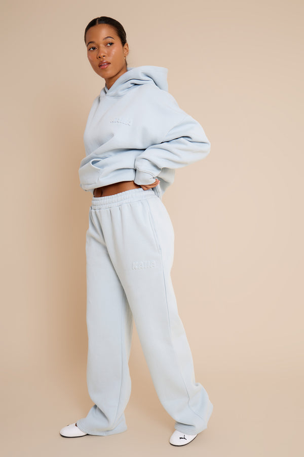 Kaiia Embossed Bubble Logo Oversized Hoodie Baby Blue