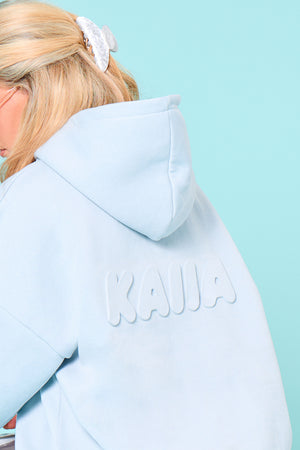 Kaiia Embossed Bubble Logo Oversized Hoodie Baby Blue