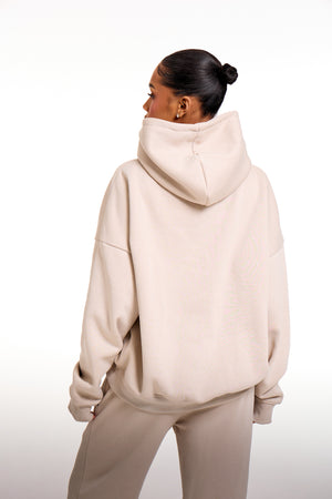Kaiia Chrome Logo Oversized Hoodie Ash Taupe