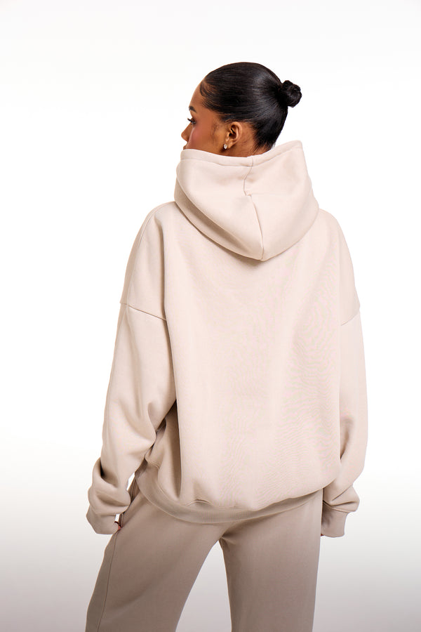 Kaiia Chrome Logo Oversized Hoodie Ash Taupe
