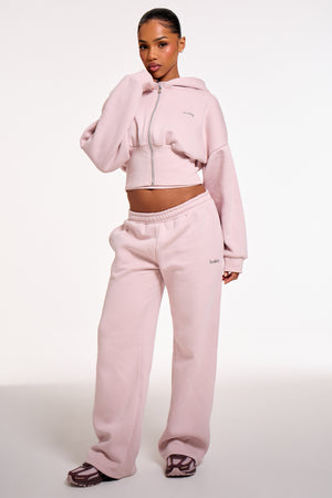 Kaiia Chrome Logo Corset Zip Through Hoodie Pale Dusty Lilac