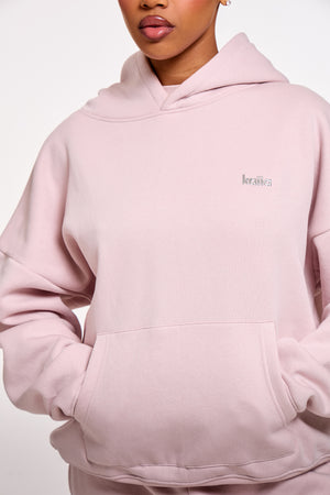 Kaiia Chrome Logo Oversized Hoodie Pale Dusty Lilac
