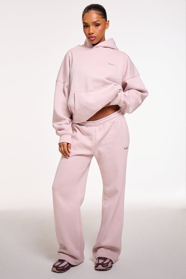 Kaiia Chrome Logo Oversized Hoodie Pale Dusty Lilac