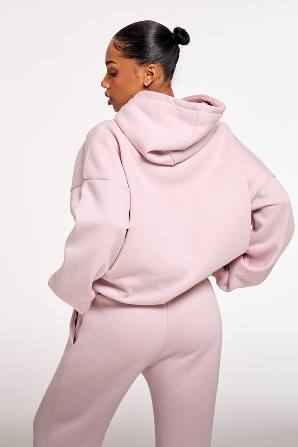 Kaiia Chrome Logo Oversized Hoodie Pale Dusty Lilac