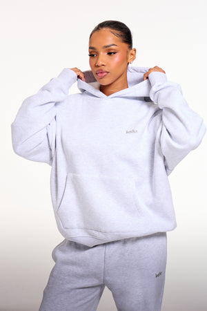 Kaiia Chrome Logo Oversized Hoodie Grey Melange