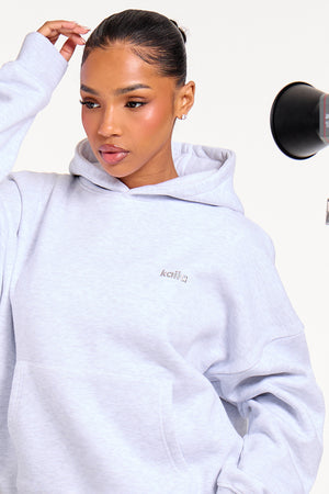 Kaiia Chrome Logo Oversized Hoodie Grey Melange